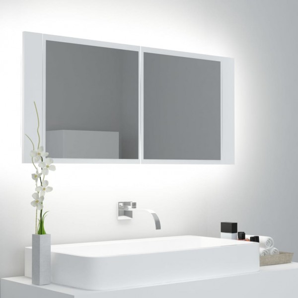 Armario espejo de baño con luz LED blanco 100x12x45 cm D