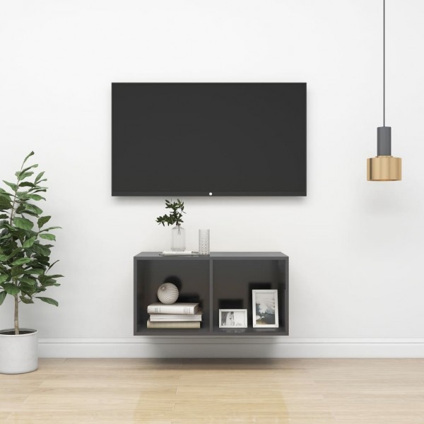 Mueble de pared para TV madera contrachapada gris 37x37x72 cm D