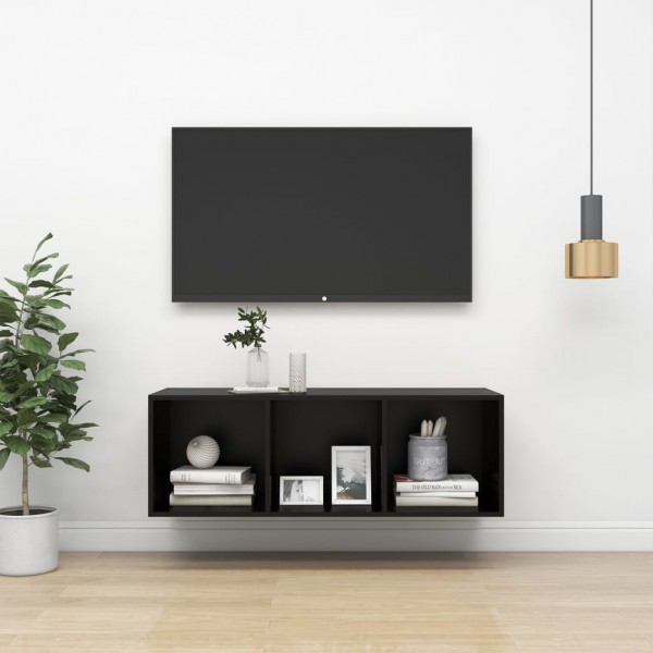 Mueble de pared para TV madera contrachapada negro 37x37x107 cm D