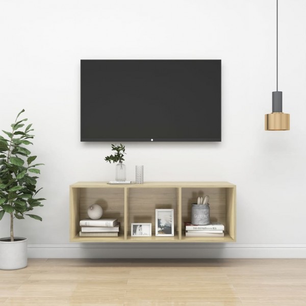 Mueble de pared para TV madera contrachapada roble 37x37x72 cm D