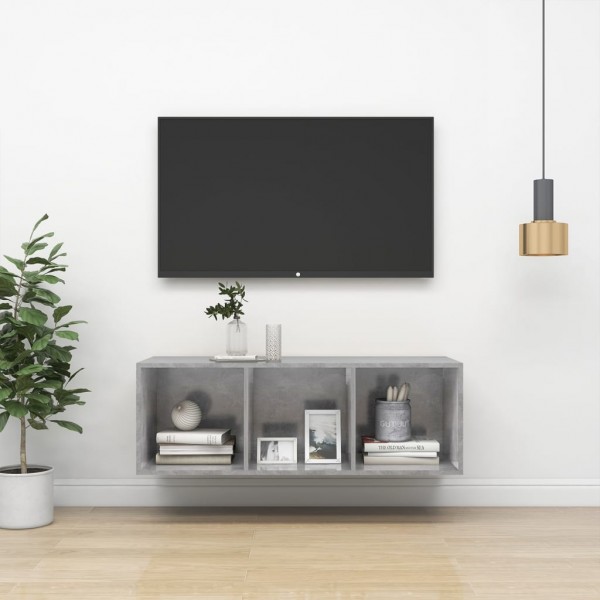 Mueble TV pared madera contrachapada hormigón 37x37x107 cm D