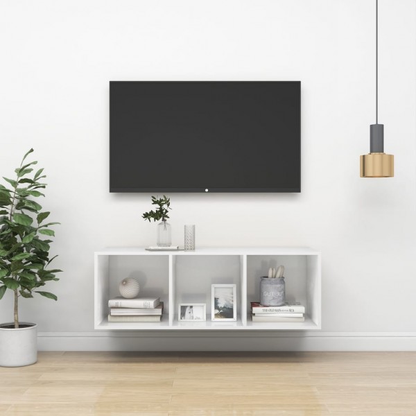 Mobiliário TV parede madeira contraplacada branco brilho 37x37x107 cm D