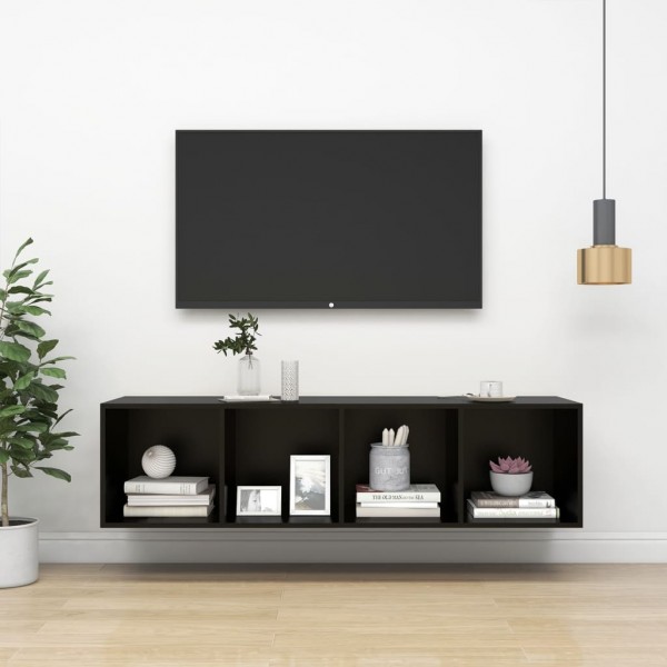 Mueble TV pared madera contrachapada negro 37x37x142.5 cm D