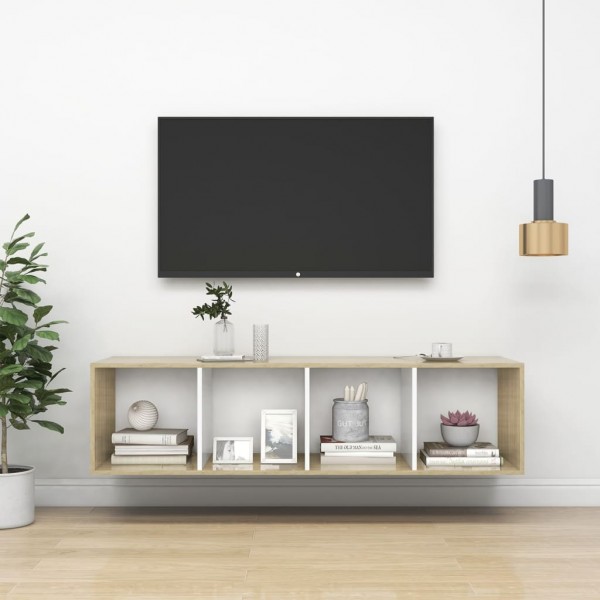 Mobiliário TV parede madeira contraplacada branco carvalho 37x37x142.5cm D