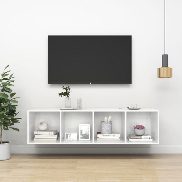 Móvel TV parede contraplacado branco brilho 37x37x142,5 cm D