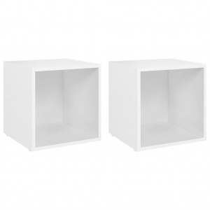 Muebles para TV 2 uds madera contrachapada blanco 37x35x37 cm H