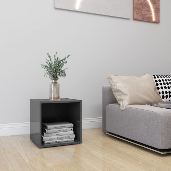 Mueble para TV madera contrachapada gris brillo 37x35x37 cm D