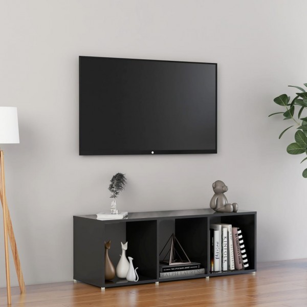 Mobiliário de TV madeira de contraplacado cinza brilhante 107x35x37 cm D