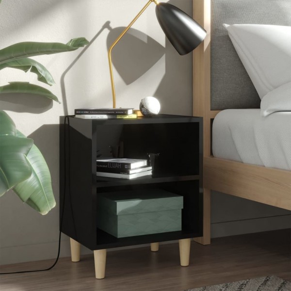 Mesa de noite com patas madeira preta brilho 40x30x50 cm D