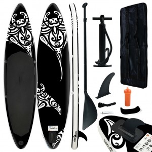 Juego de tabla de paddle surf hinchable negro 366x76x15 cm D