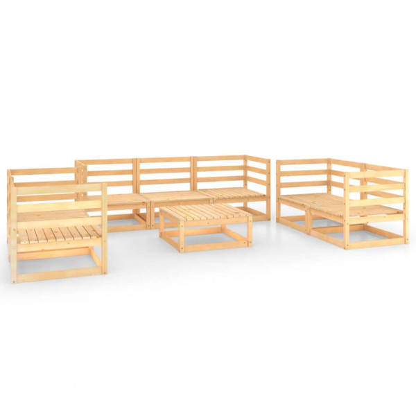 Conjunto de mobiliário de jardim 8 peças madeira maciça pinheiro D