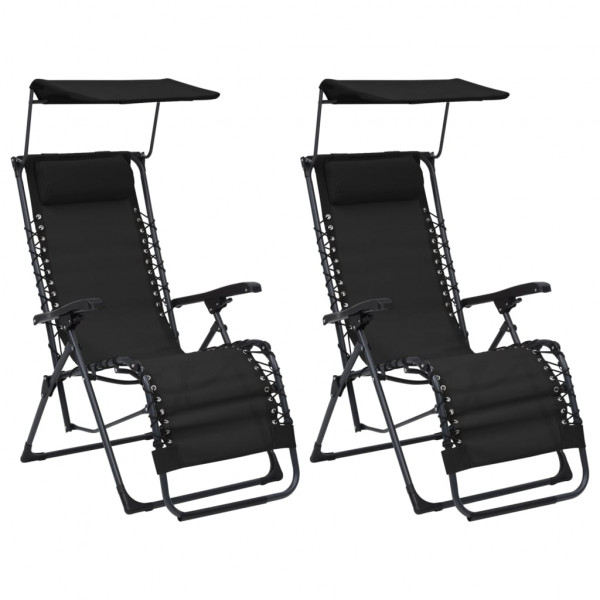Cadeiras dobráveis 2 unidades de tecido preto D
