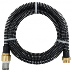 Manguera de succión con conectores de latón PVC negro 29 mm 4 m D