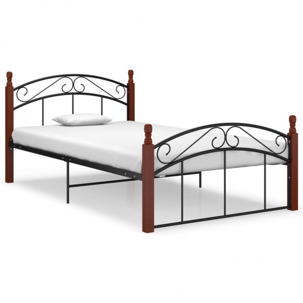 Estructura de cama metal y madera maciza de roble 120x200 cm D