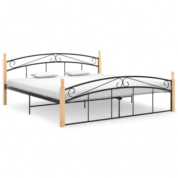 Estrutura de cama metálica e madeira maciça de carvalho 180x200 cm D
