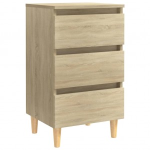 Mesita de noche patas madera maciza roble Sonoma 40x35x69 cm D