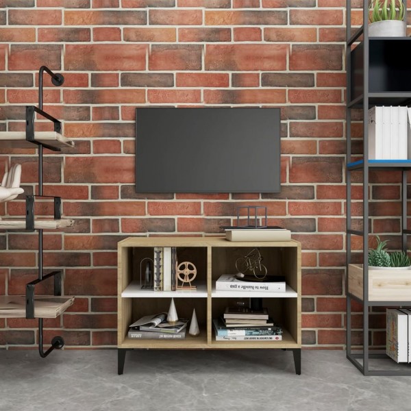 Mueble de TV con patas metal blanco roble Sonoma 69.5x30x50 cm D