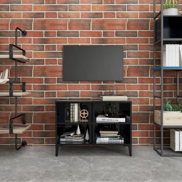 Mueble de TV con patas de metal negro brillante 69.5x30x50 cm D