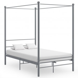 Estrutura de cama com leito de metal cinza 120x200 cm D