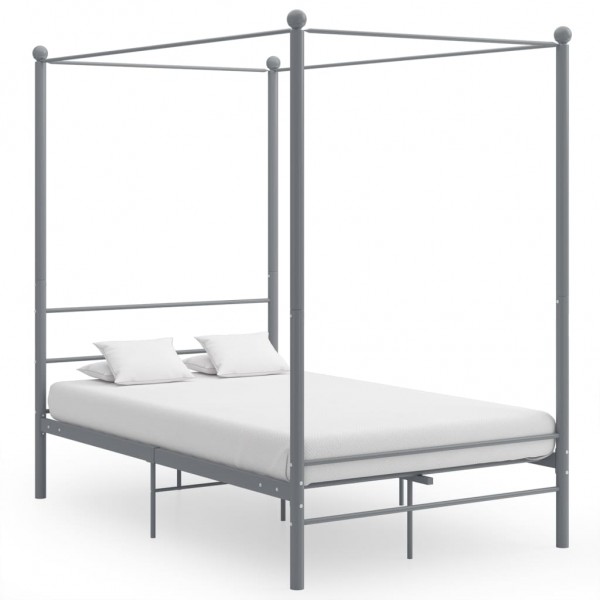 Estructura de cama con dosel metal gris 120x200 cm D
