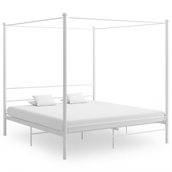 Estructura de cama con dosel metal blanco 180x200 cm D