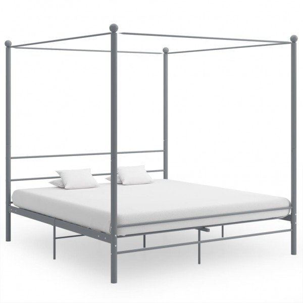 Estructura de cama con dosel metal gris 180x200 cm D