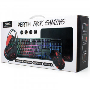 Teclado Pack Gaming USB Español + Auriculares + Ratón + Alfombrilla COOL Perth D