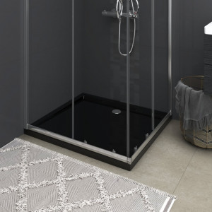 Prato de chuveiro rectangular preto ABS 80x90 cm D