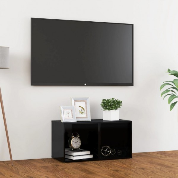 Mobiliário para TV madeira contraplacada preto brilho 72x35x36.5 cm D