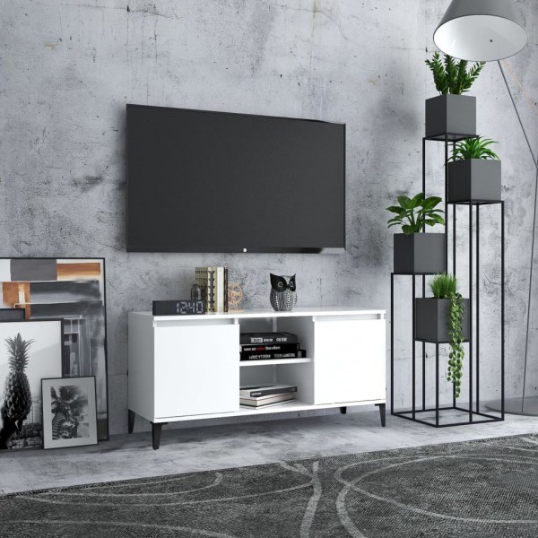 Mueble de TV con patas de metal blanco 103.5x35x50 cm D