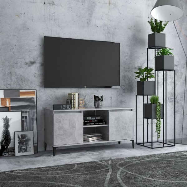 Mobiliário de televisão com patas de metal cinza concreto 103,5x35x50 cm D