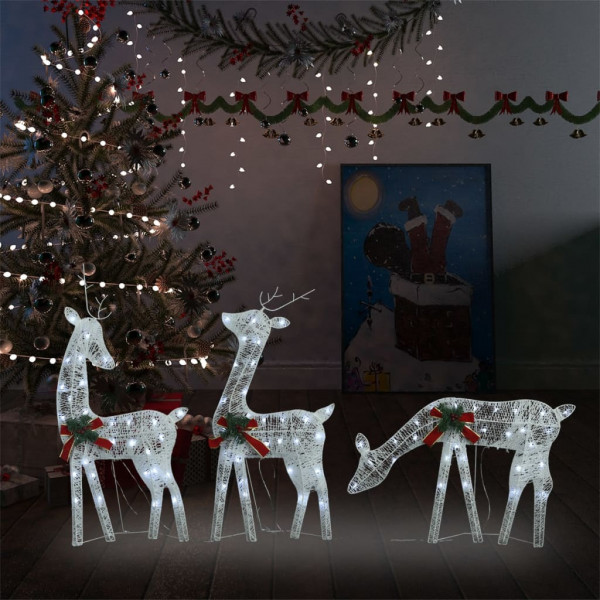 Familia renos de Navidad malla blanca frío blanco 270x7x90 cm D