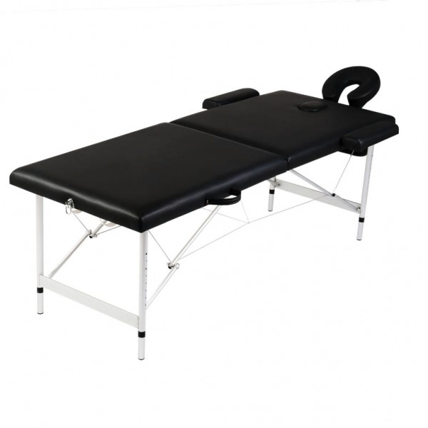 Camilla de masaje plegable 2 zonas estructura de aluminio negra D