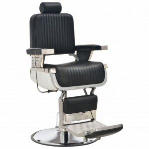 Cadeira de barbeiro de couro sintético preto 68x69x116 cm D