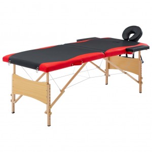 Camilla de masaje plegable 2 zonas madera negro y rojo D