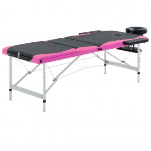 Camilla de masaje plegable 3 zonas aluminio negro y rosa D