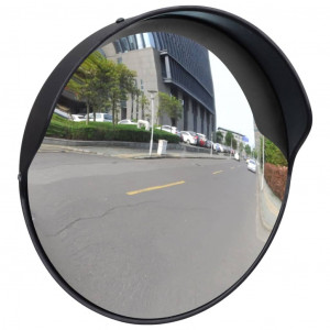 Espejo de tráfico convexo plástico negro 30 cm D