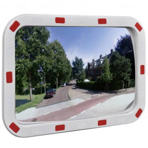 Espelho de tráfego retangular convexo com refletores 40 x 60cm D