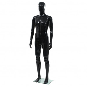 Manikinha de homem com base de vidro preto brilhante de 185 cm D