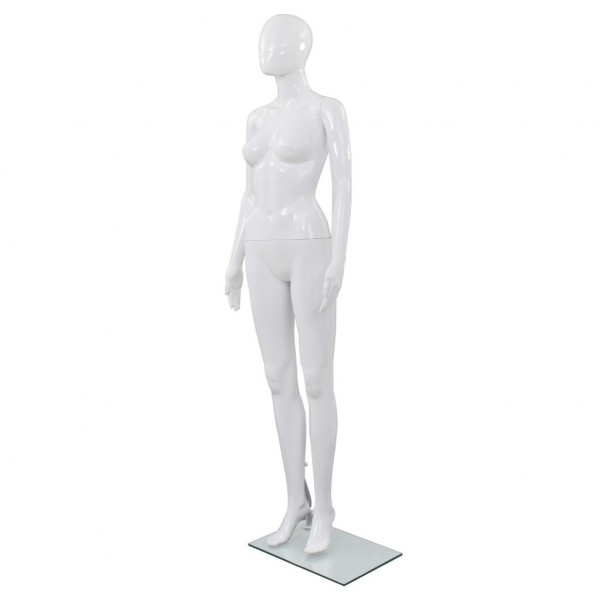 Manikinha feminina completa base de vidro branco brilhante 175cm D