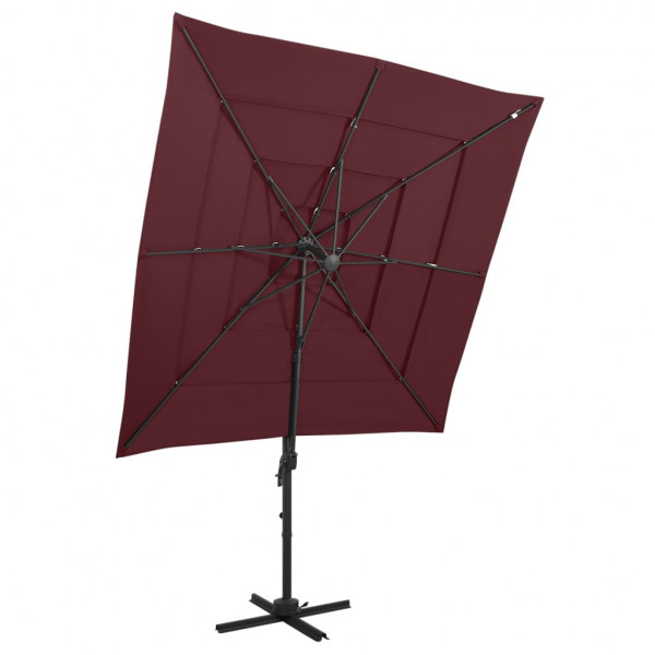 Um guarda-chuva de 4 níveis com poste de alumínio bordeaux 250x250 cm D